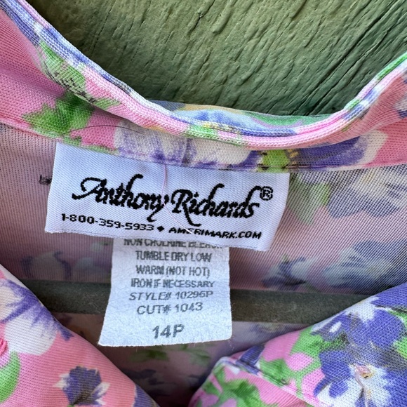 Vintage 1980s Anthony Richards Pink Floral Babydoll Dress - Picture 2 of 2